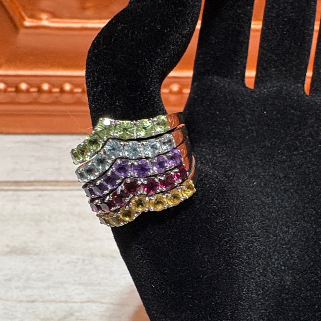 Multi-Color Gemstone Stackable Rings